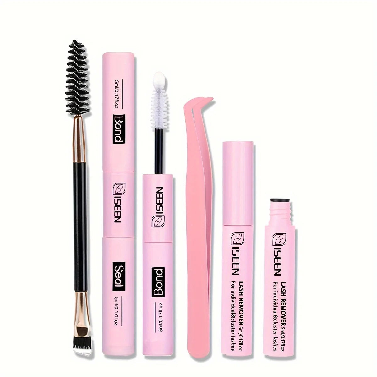 Eyelash Bond & Seal 10Ml Eyelash Glue Remover 5Ml Eyelash Curler Eyelash Brush Tweezer Kit Makeup
