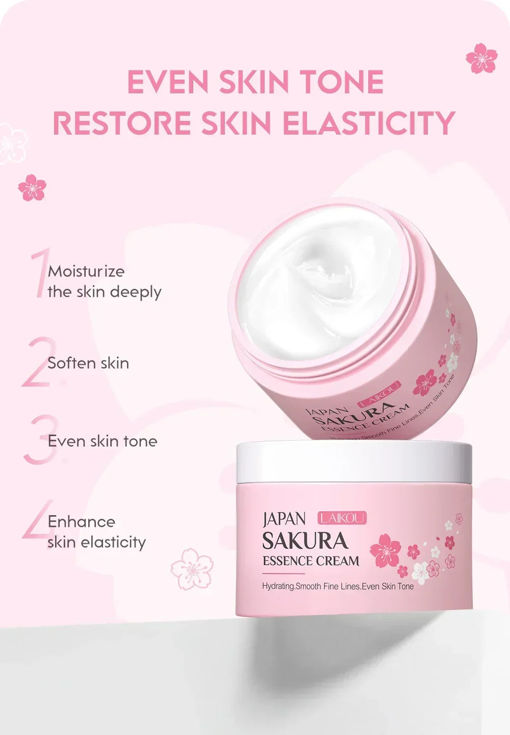 Japan Sakura Face Cream Smoothing Moisturizer Whitening Nourishing Oil Control Moisturizing Skin Care Repair Skin 25G