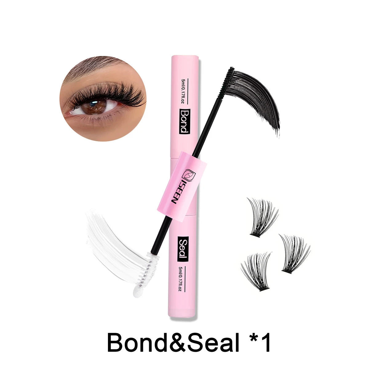 Eyelash Bond & Seal 10Ml Eyelash Glue Remover 5Ml Eyelash Curler Eyelash Brush Tweezer Kit Makeup