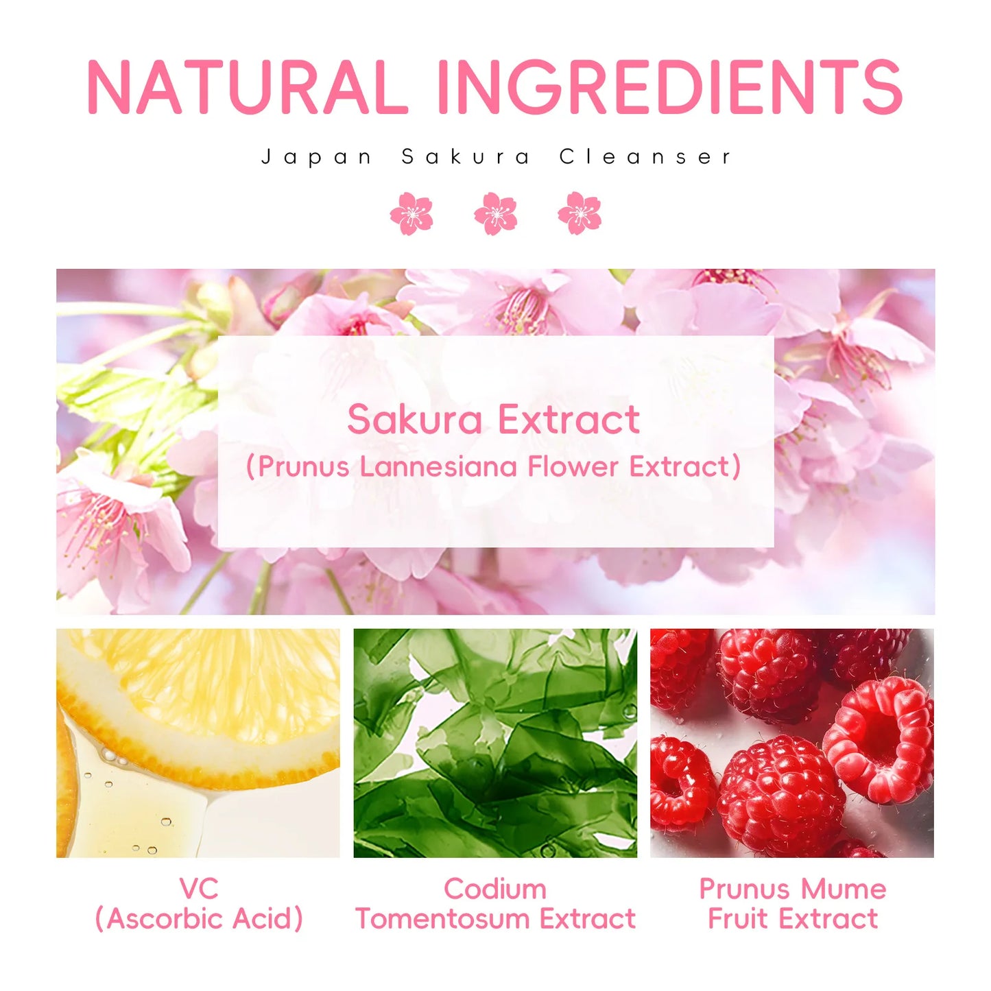 Sakura Cleanser Gentle Deep Cleaning Oil Control Moisturizing Shrink Pores Face Skin Care 50G Skin Cleanser All Skin Type