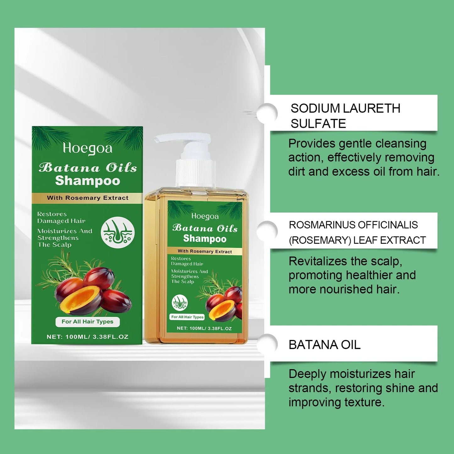 Pure Batana Shampoo Hair Strengthen Moisturizer Restore Damaged Brittle Hair anti Loss Improve Dandruff Scalp Oil Control Care
