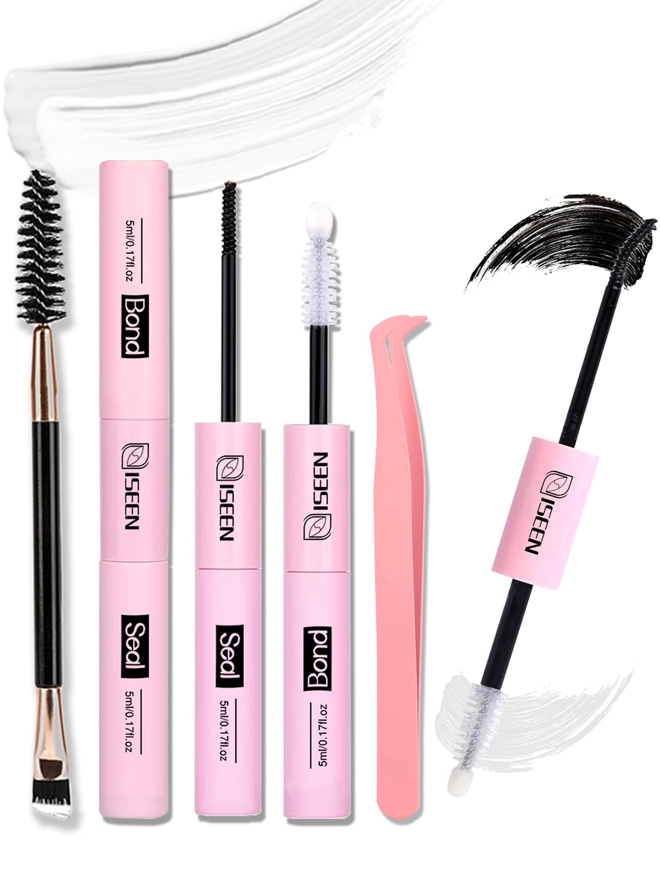 Eyelash Bond & Seal 10Ml Eyelash Glue Remover 5Ml Eyelash Curler Eyelash Brush Tweezer Kit Makeup