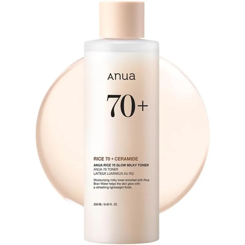 Anua Rice 70 Glow Milk White Toner for Glass Skin Rice Hideamin Panthenol Korean Skin Care 250Ml