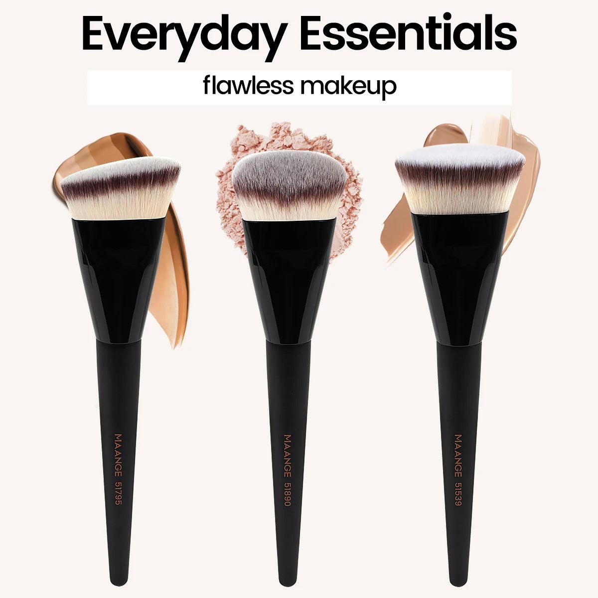 3Pcs Makeup Brush Set Angle round Flat Head Foundation Brush Soft Bristle with Box Skin-Friendly Makeup Tool for Beauty
