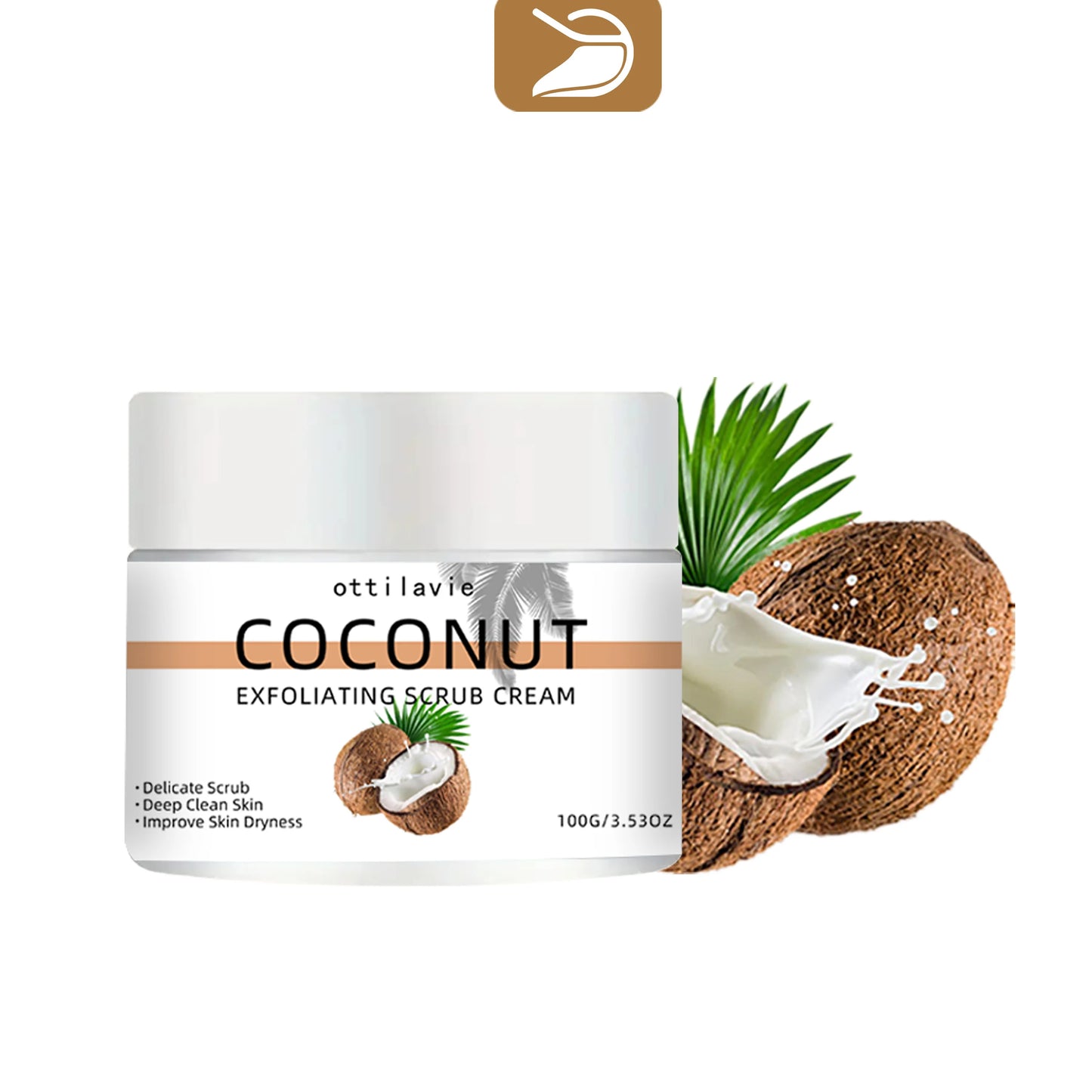 Ottilavie Coconut Exfoliating Scrub Cream Physical Exfoliation for Smooth Skin Suitable for All Skin Types (Face, Neck & Body)