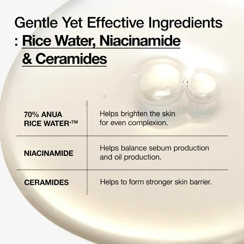 Anua Rice 70 Glow Milk White Toner for Glass Skin Rice Hideamin Panthenol Korean Skin Care 250Ml