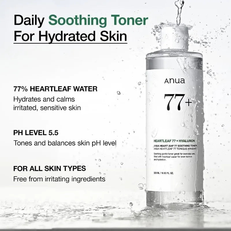 Anua Heart Leaf 77% Houttuynia Cornus Toner Close the Mouth Acne Removal Sensitive Hydrating Moisturizing 250Ml