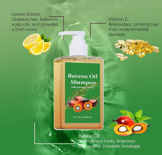 Batana Oil Shampoo Hair Strengthens anti Loss Restore Damaged Split Hair Scalp