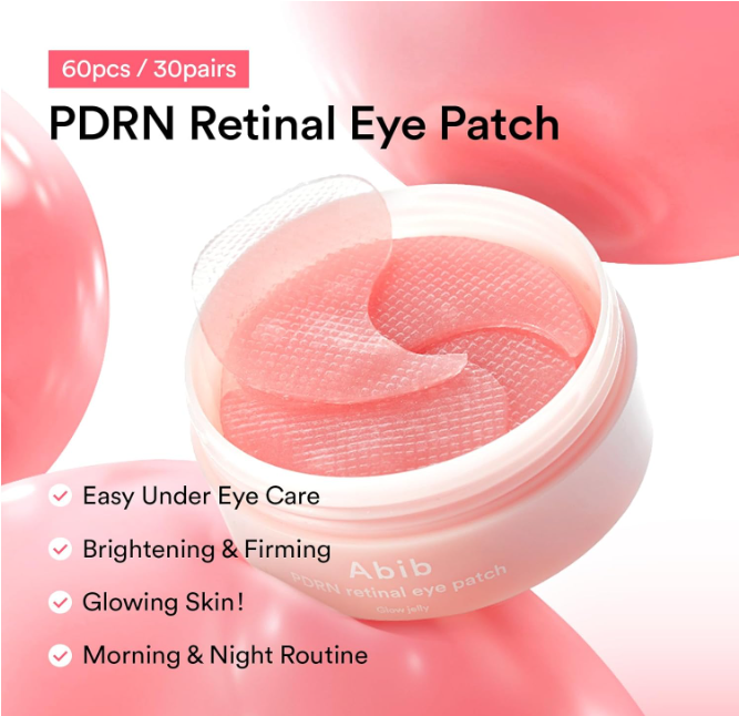 Abib PDRN Retinal Eye Patches - Glow Jelly Set of 60, Korean Under-Eye Patches