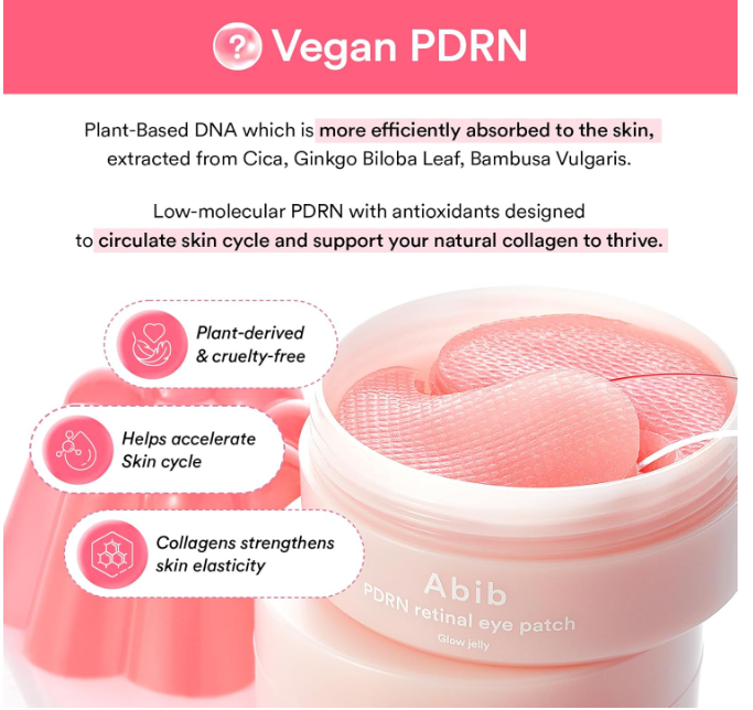 Abib PDRN Retinal Eye Patches - Glow Jelly Set of 60, Korean Under-Eye Patches