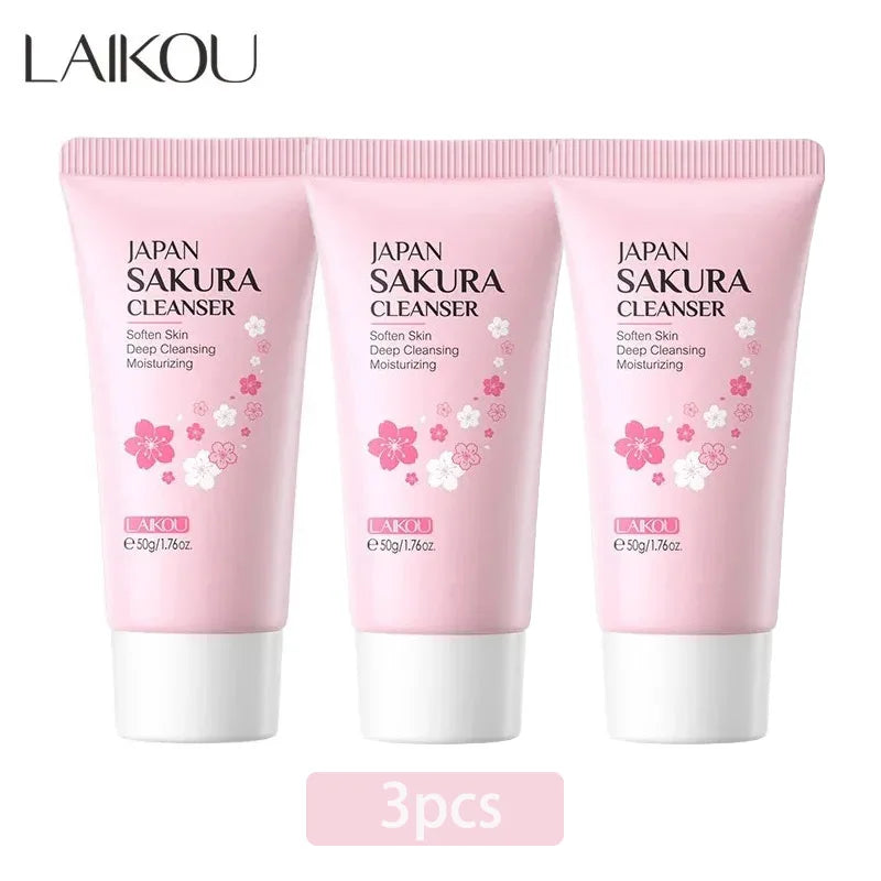 Sakura Cleanser Gentle Deep Cleaning Oil Control Moisturizing Shrink Pores Face Skin Care 50G Skin Cleanser All Skin Type