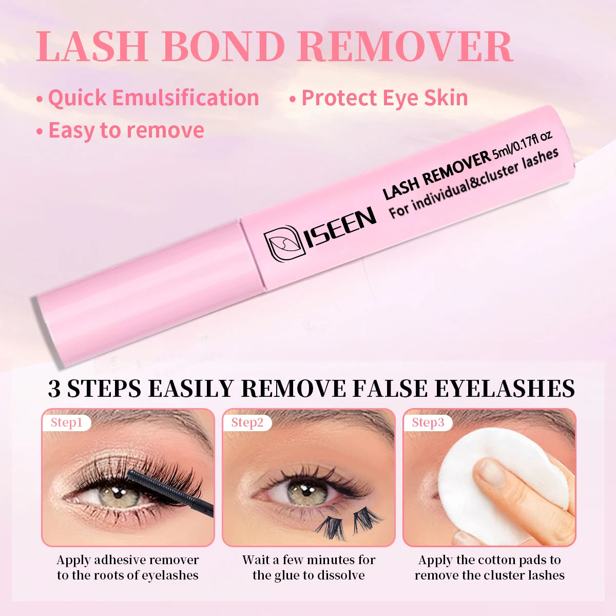 Eyelash Bond & Seal 10Ml Eyelash Glue Remover 5Ml Eyelash Curler Eyelash Brush Tweezer Kit Makeup