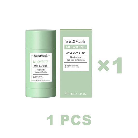 West Month Mugworts Acne Clay Stick Deep Cleansing Tightens Pores Replenishes Moisture Suitable for All Skin Types Face Care
