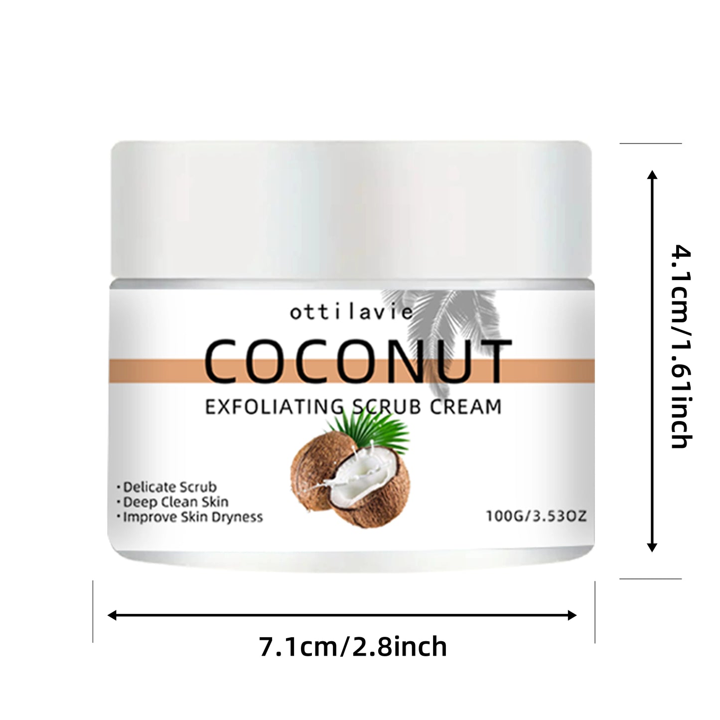 Ottilavie Coconut Exfoliating Scrub Cream Physical Exfoliation for Smooth Skin Suitable for All Skin Types (Face, Neck & Body)