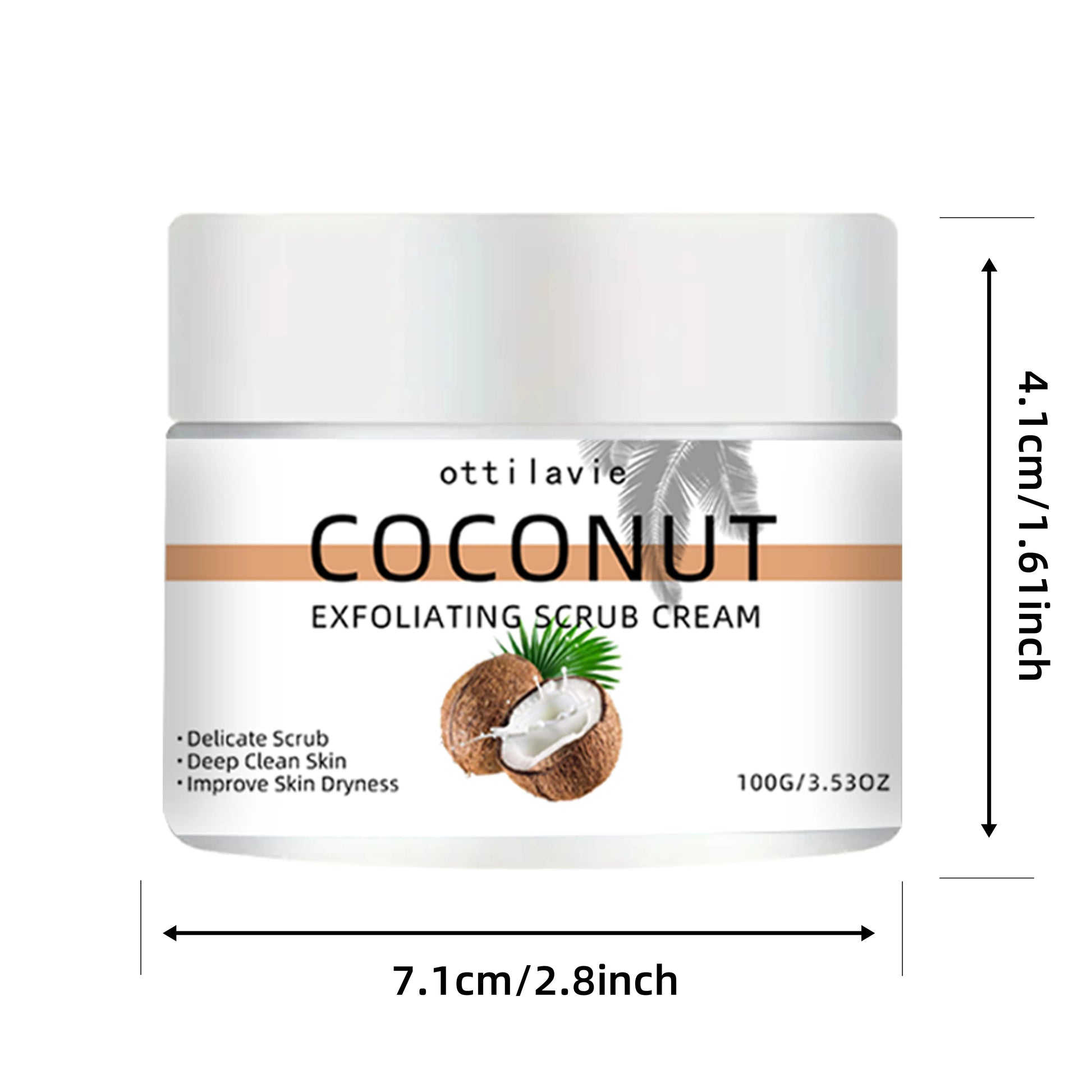 Ottilavie Coconut Exfoliating Scrub Cream Physical Exfoliation for Smooth Skin Suitable for All Skin Types (Face, Neck & Body)