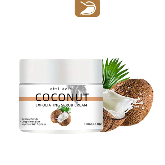Ottilavie Coconut Exfoliating Scrub Cream Physical Exfoliation for Smooth Skin Suitable for All Skin Types (Face, Neck & Body)