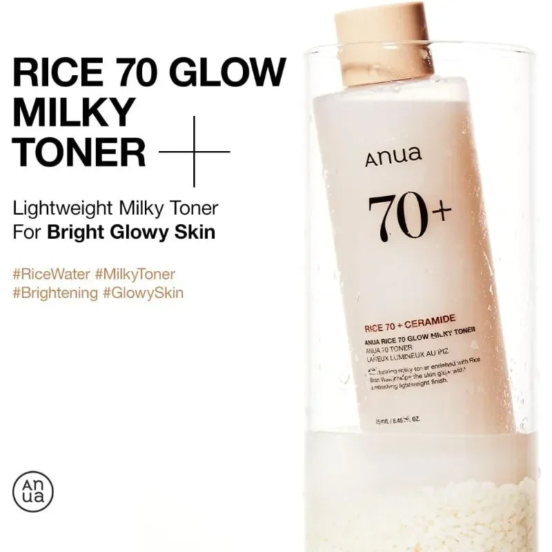 Anua Rice 70 Glow Milk White Toner for Glass Skin Rice Hideamin Panthenol Korean Skin Care 250Ml